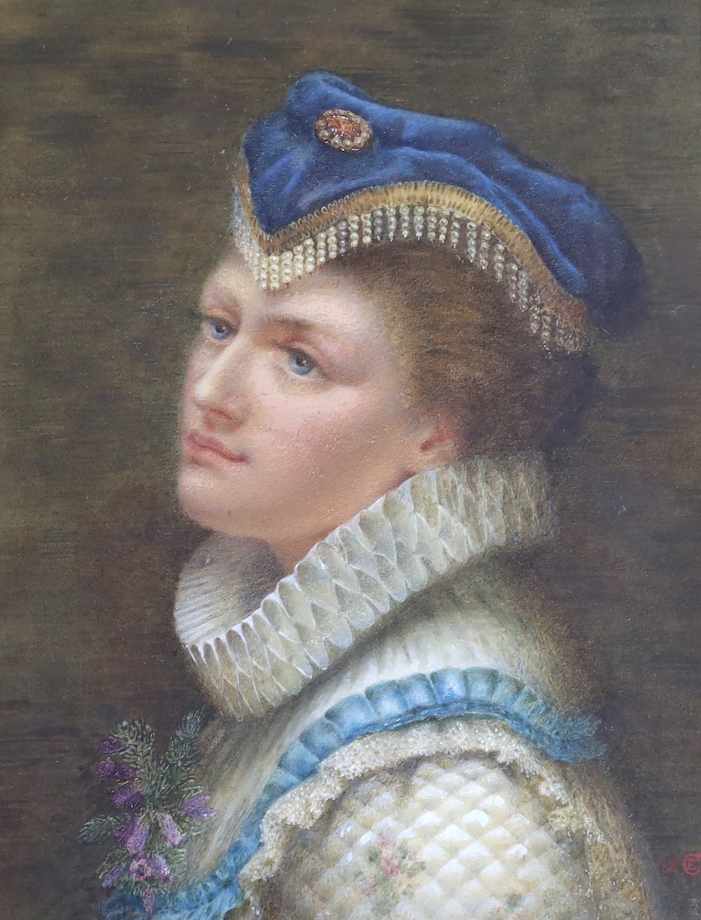 Ernest Crofts R.A. (1847-1911), pastel, portrait of Mary, Queen of Scots, monogrammed and dated, 1890, 33 x 25cm